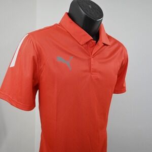 PUMA Golf Polo Mens Size Medium Red Slim Fit Performance Short Sleeve Wicking